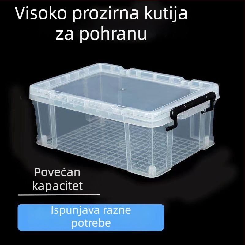 Prozirna plastična kutija za skladištenje, pravokutnog oblika, model 772, kapacitet 10–20 L, višenamjenska, otporna na vlagu, s pregradnim poklopcem
