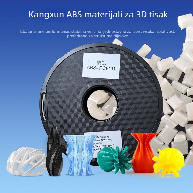 ABS filament za 3D ispis, promjer 1,75 mm, 1 kg, kružni presjek, FDM, otpornost na visoke temperature, visoka čvrstoća
