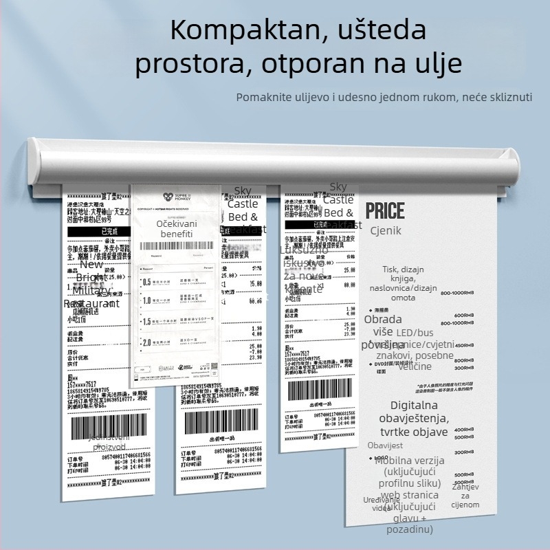 Aluminijski klips za račune bez bušenja, za kuhinju, dostavu, bar i restoran