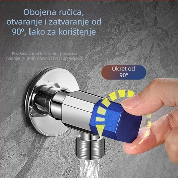 Kutni bakreni ventil, ojačani, za toplu i hladnu vodu, troputni ventil za zatvaranje, navoja priključak, model XL-005, unutarnji promjer 20 mm