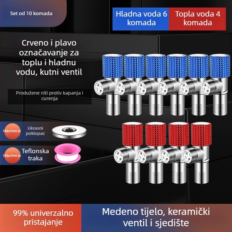 Kutni bakreni ventil, ojačani, za toplu i hladnu vodu, troputni ventil za zatvaranje, navoja priključak, model XL-005, unutarnji promjer 20 mm
