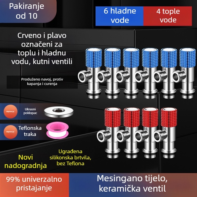 Kutni bakreni ventil, ojačani, za toplu i hladnu vodu, troputni ventil za zatvaranje, navoja priključak, model XL-005, unutarnji promjer 20 mm