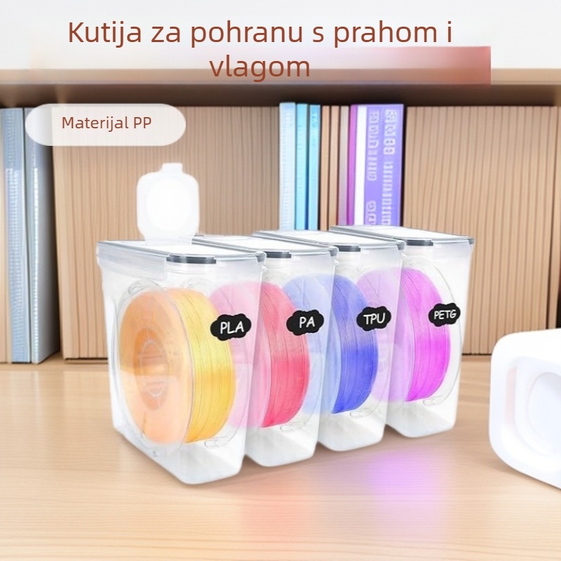Kutija za sušenje potrošnog materijala za 3D ispis, zatvorena, zaštićena od prašine i vlage, PP materijal, kapacitet 4.1–5 L, jednoslojna, mikrovalna kompatibilna