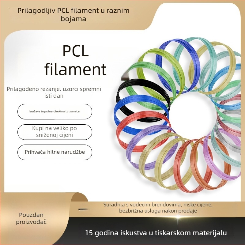 PCL 1.75 mm filament za 3D olovku, visoka čvrstoća, 25 g po ulošku, role 3m/5m/10m, preciznost 0.01 mm