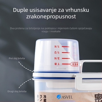 Zatvorena posuda za hranu, 5-6 L, PP plast, s poklopcem, otporna na vlagu, mogućnost bilježenja datuma, korejski stil