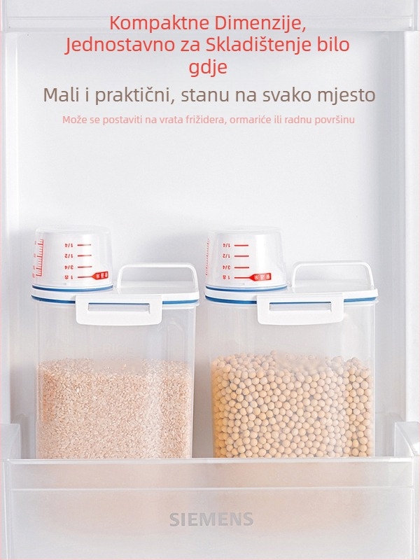Zatvorena posuda za hranu, 5-6 L, PP plast, s poklopcem, otporna na vlagu, mogućnost bilježenja datuma, korejski stil