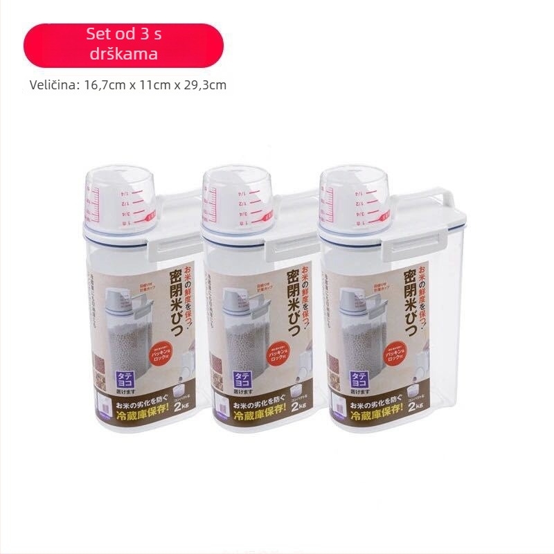 Zatvorena posuda za hranu, 5-6 L, PP plast, s poklopcem, otporna na vlagu, mogućnost bilježenja datuma, korejski stil