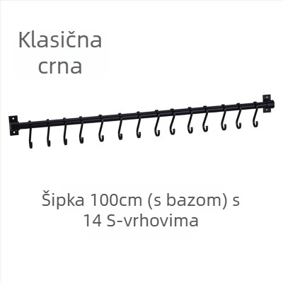 Aluminijski kuhinjski vješak za zid, bez bušenja, nosivost 30 kg, jednoslojni, oksidirana površina
