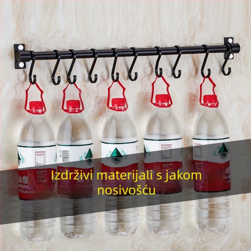 Aluminijski kuhinjski vješak za zid, bez bušenja, nosivost 30 kg, jednoslojni, oksidirana površina