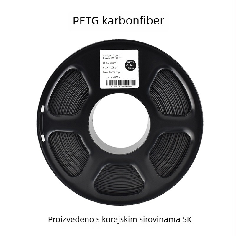 PETG vlakno s karbon vlaknom za 3D ispis, duljina 330 m, kružni presjek, gustoća 1,25 g/cm³