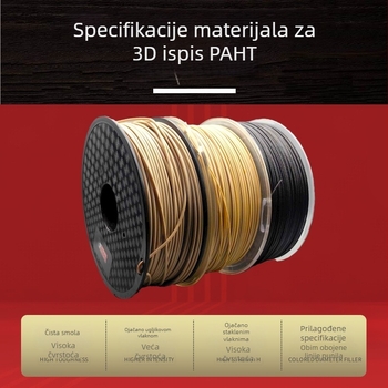 PAHT-CF filament za 3D ispis, kružni presjek, visokotemperaturni PAHT najlon, gustoća 1.27 g/cm³