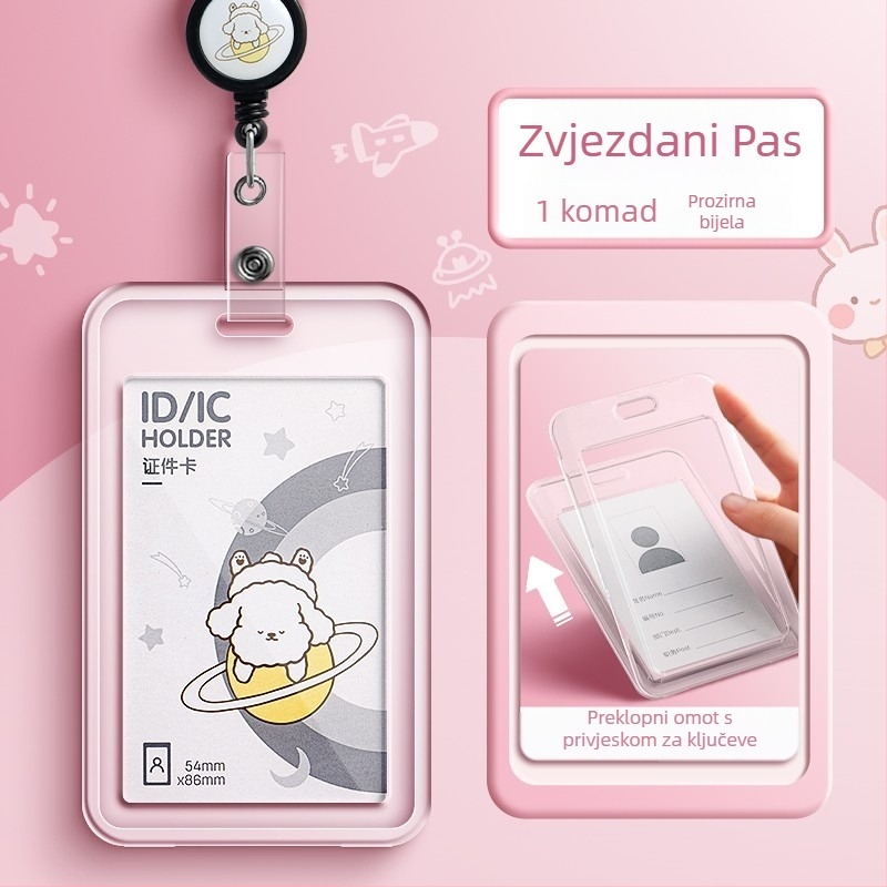 Deli futrola za karticu - plastični prozirni držač studentske kartice - Slatki stil