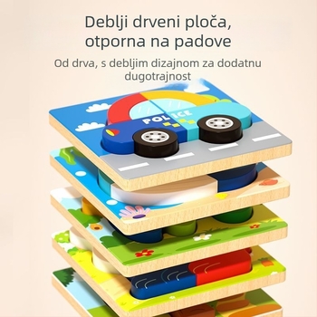 Drveni 3D puzzle za bebe i djecu do 3 godine uz prilagodbu logotipa (OEM)