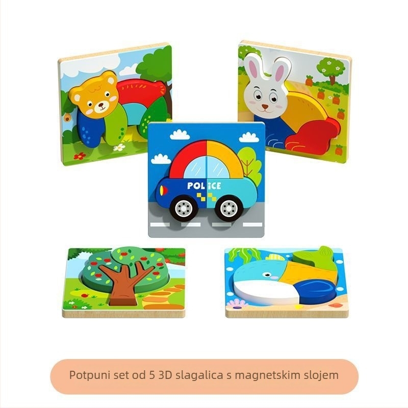 Drveni 3D puzzle za bebe i djecu do 3 godine uz prilagodbu logotipa (OEM)