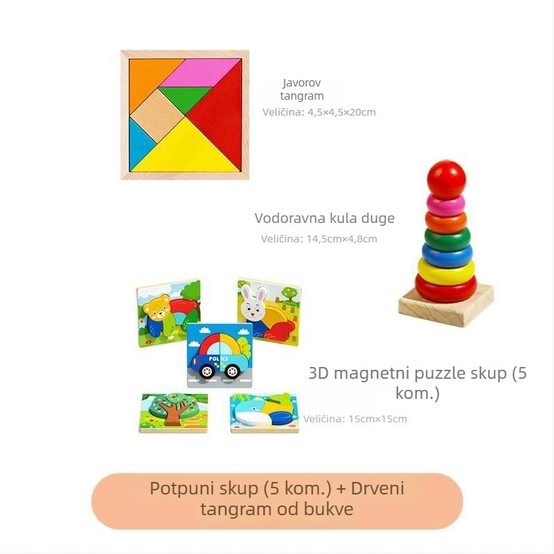 Drveni 3D puzzle za bebe i djecu do 3 godine uz prilagodbu logotipa (OEM)