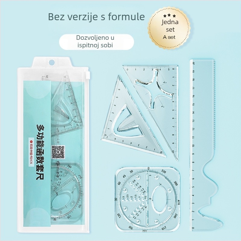 Wu Sheng Funkcionalni set ravnala za učenike – višenamjensko geometrijsko ravnalo, plastično