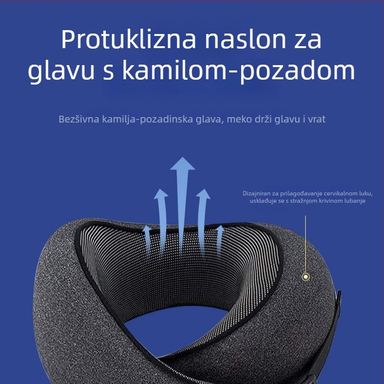 Vankrač za putovanje u obliku U od memorijske pjene s navlakom od mliječnog flisa, moderan stil, univerzalna uporaba