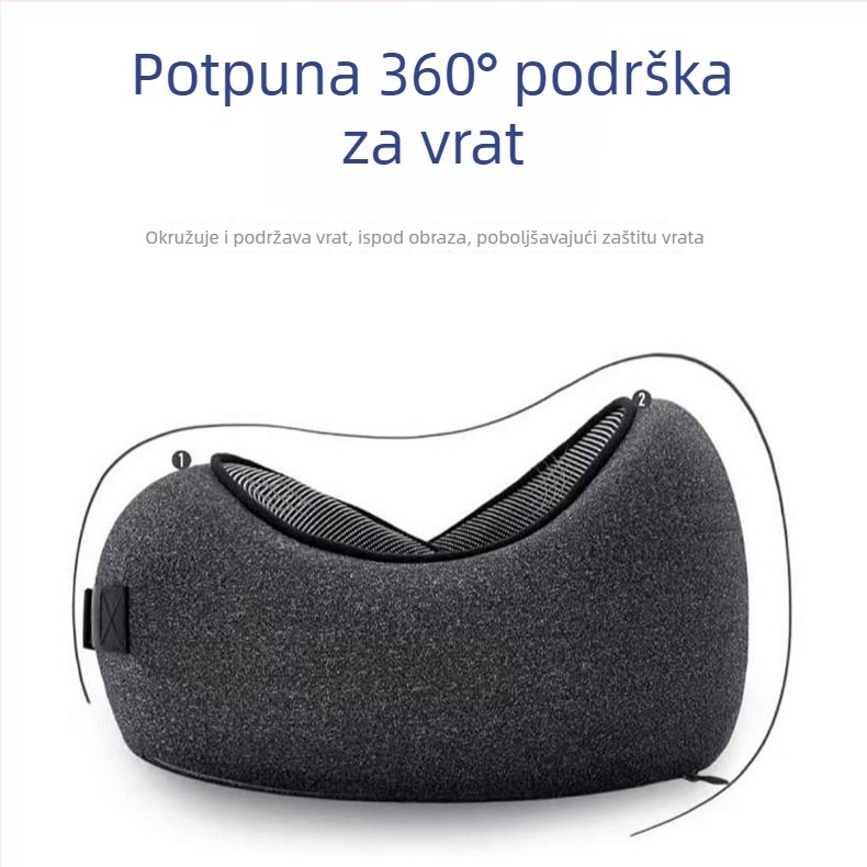 Vankrač za putovanje u obliku U od memorijske pjene s navlakom od mliječnog flisa, moderan stil, univerzalna uporaba