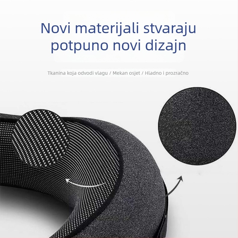 Vankrač za putovanje u obliku U od memorijske pjene s navlakom od mliječnog flisa, moderan stil, univerzalna uporaba