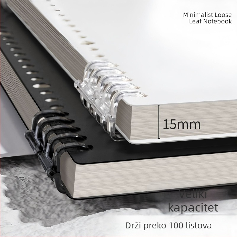 Notes s PP naslovnicom i vezom binder, papir od drvne celuloze, 68 g/m², 50–100 stranica, poslovni uredski stil