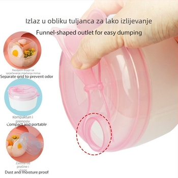 Kutija za bebu formulu s tri pretinca, okretna, prijenosna zatvorena doza, brend Good bear, pogodna od rođenja do 3 godine