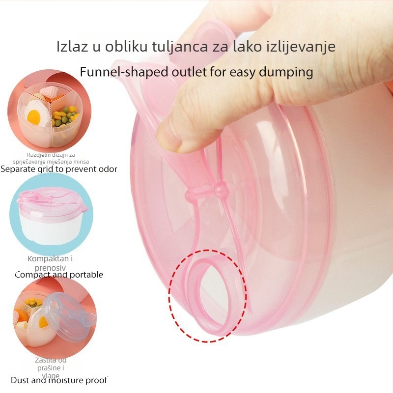 Kutija za bebu formulu s tri pretinca, okretna, prijenosna zatvorena doza, brend Good bear, pogodna od rođenja do 3 godine