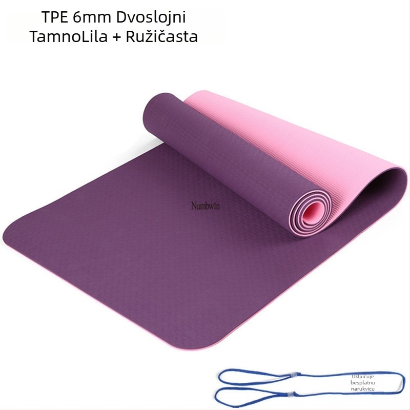 Joga prostirka - Petodijelni set s trakama za istezanje, latex, TPE, 6 mm