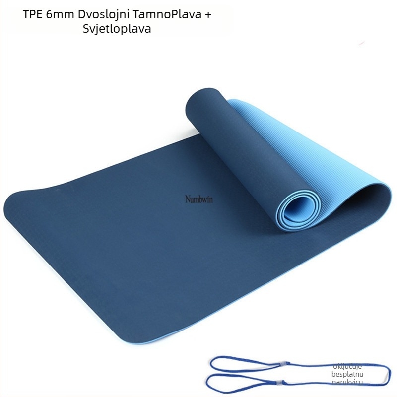 Joga prostirka - Petodijelni set s trakama za istezanje, latex, TPE, 6 mm