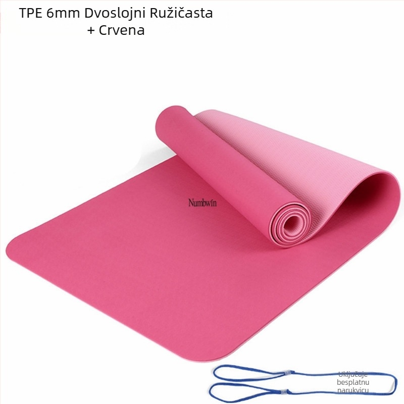 Joga prostirka - Petodijelni set s trakama za istezanje, latex, TPE, 6 mm