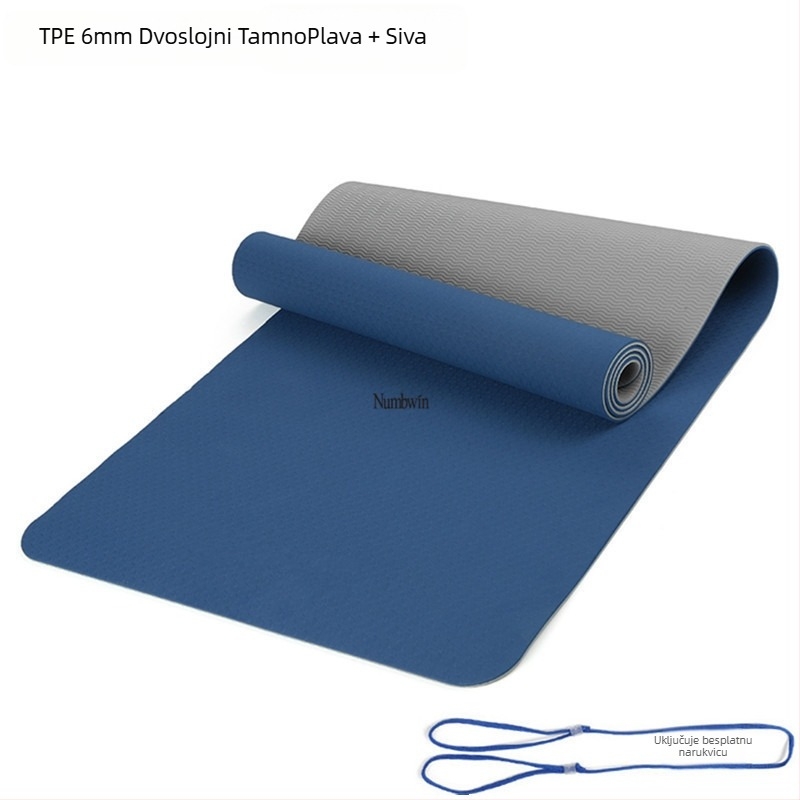 Joga prostirka - Petodijelni set s trakama za istezanje, latex, TPE, 6 mm