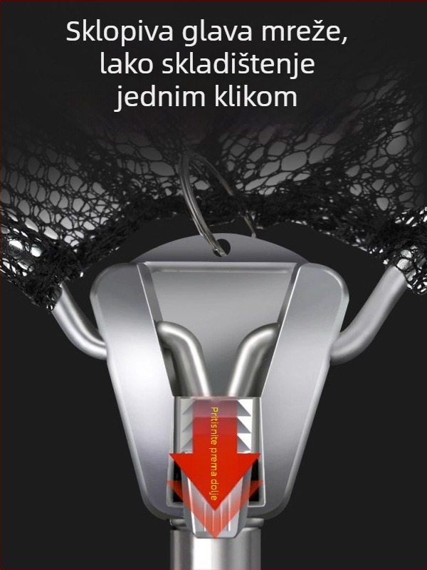 Sklopiva mreža za ribolov od nehrđajućeg čelika s teleskopskom šipkom; čvrsta mreža; sitna mreža; nosivost 300