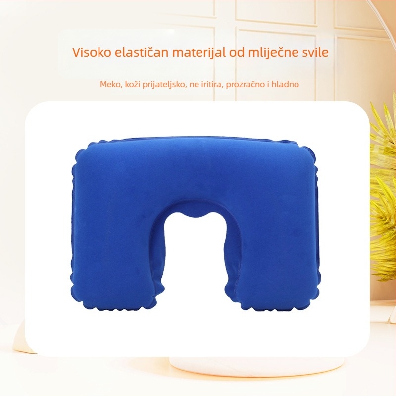 Jastuk na napuhavanje u obliku U od PVC-a za kampiranje i poslovna putovanja — Red Journey, 80 g, jednostavan stil