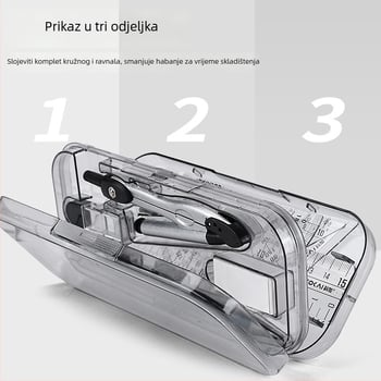 8-dijelni set kompas, pravokutnici, automatske olovke i gumice – profesionalni alati za crtanje za učenike