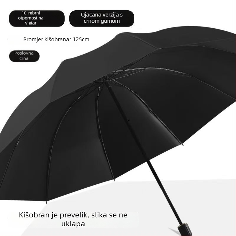 Kišobran, s 12 rebara, sklopivi, ručno otvaranje/zatvaranje, UV zaštita UPF>50, tkanina 190T, moguć ispis loga