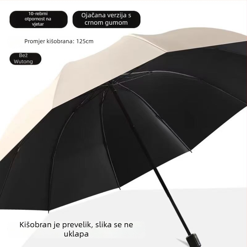 Kišobran, s 12 rebara, sklopivi, ručno otvaranje/zatvaranje, UV zaštita UPF>50, tkanina 190T, moguć ispis loga