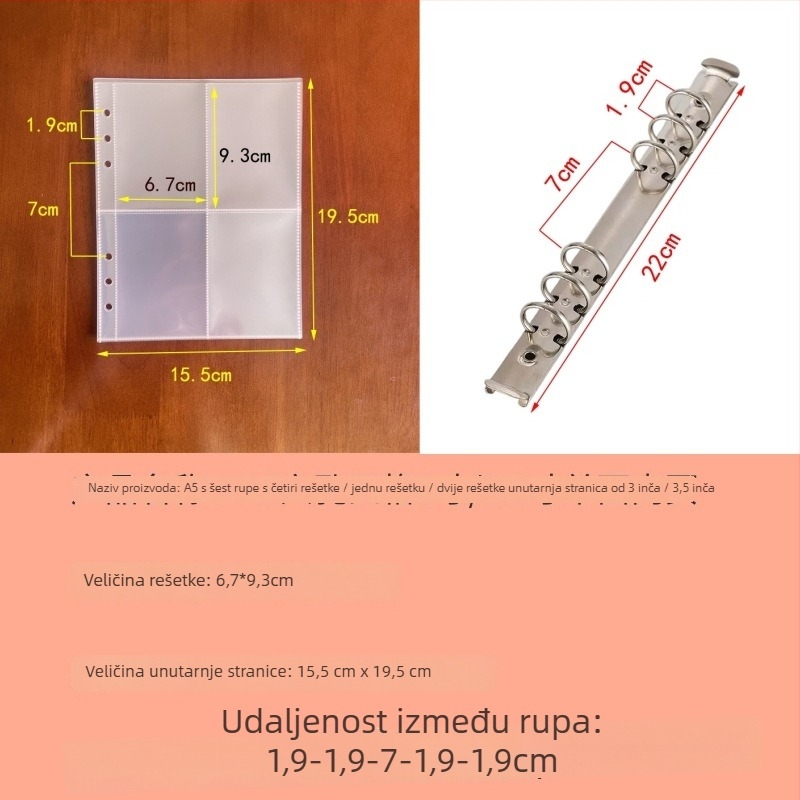 A5 album za kartice sa 6 rupa, 10 listova, PP dvostrane unutarnje stranice, za fanove idola, kompatibilan s refillima s listovima
