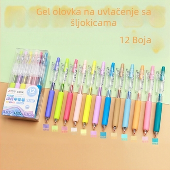 12 boja gelnih kemijskih olovaka s mehanizmom pritiskanja, akrilne boje, sjajne za učenike, dnevnik i crtanje