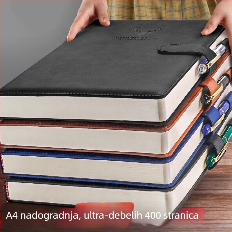 Notes s mekim PU kožnim omotom i dizajnom glave jelena; ljepilo spajanje; Daolin papir 80 g; 400+ stranica