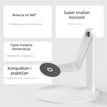 Stolni metalni nosač projektora s 360° rotacijom, navoj 1/4-inch, nosivost 3 kg