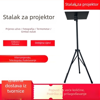 Projektorski stalak za pod s tronožnim nogama, sklopiv, podesiv, s pladnjem