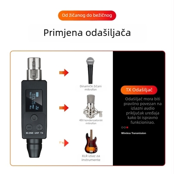 RK M-1 Bežični sustav za povezivanje mikrofona: prijenosnik i prijemnik, kabel–bežični, 1 na 2