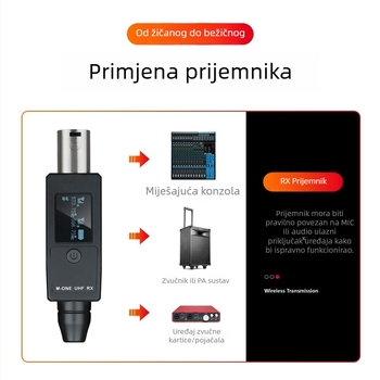 RK M-1 Bežični sustav za povezivanje mikrofona: prijenosnik i prijemnik, kabel–bežični, 1 na 2