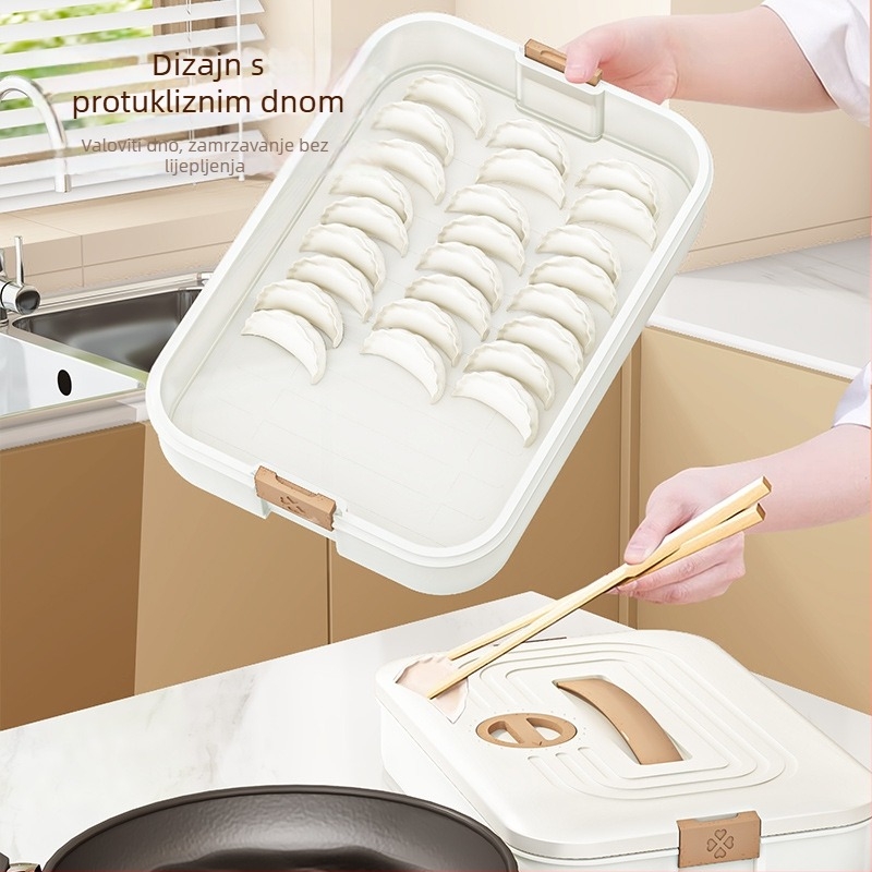Kutija za dumplings – plastična višeslojna kutija za skladištenje u zamrzivaču i kuhinji (Model: Dumpling Box, Podrijetlo: Langfang, Moderan minimalistički stil)