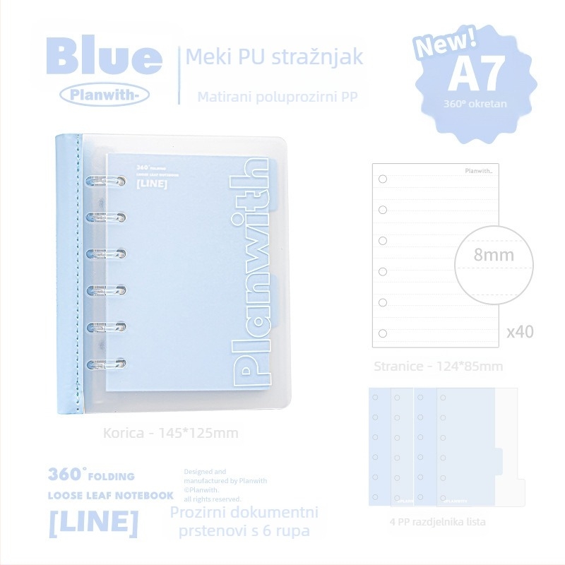 Planwith Pw251v Loose-leaf bilježnica, 6 rupa, 100 g papira, kompatibilno s loose-leaf refilima