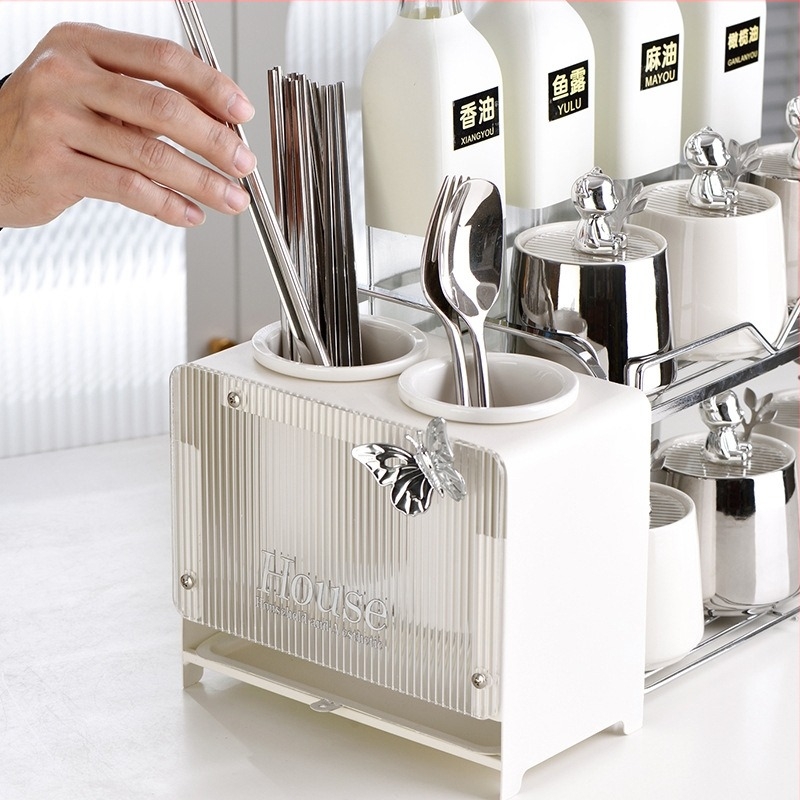 Set posuda za začine s držačem nože i držačem za štapiće - keramika - Dimensional Light brand - moderno minimalistički stil