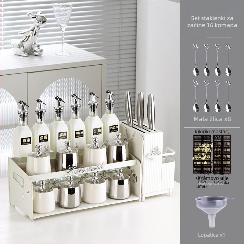 Set posuda za začine s držačem nože i držačem za štapiće - keramika - Dimensional Light brand - moderno minimalistički stil