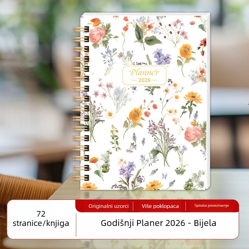Bilježnica sa spiralnim uvezom, omot papir s premazom, papir s dvostrukim offsetom, 100–200 stranica, poslovni uredski stil