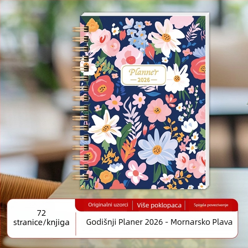Bilježnica sa spiralnim uvezom, omot papir s premazom, papir s dvostrukim offsetom, 100–200 stranica, poslovni uredski stil