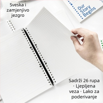 B5 bilježnica s izmjenjivim listovima, 50 stranica, perforacija 26 rupa, offset papir