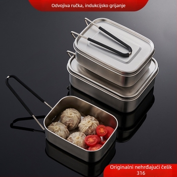 Kutija za ručak od 316 nehrđajućeg čelika, pravokutna, izolirana, 800–1000 ml, jednoslojna